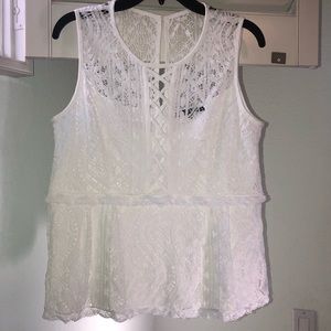 Nanette Lepore Lace Up Front White Feminine Top